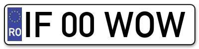 Placuta inmatriculare numar auto  IF-00-WOW, IF 00 WOW, IF00WOW