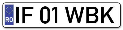 Placuta inmatriculare numar auto  IF-01-WBK, IF 01 WBK, IF01WBK