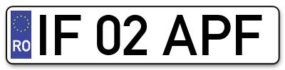 Placuta inmatriculare numar auto  IF-02-APF, IF 02 APF, IF02APF