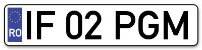 Placuta inmatriculare numar auto  IF-02-PGM, IF 02 PGM, IF02PGM