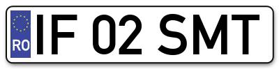 Placuta inmatriculare numar auto  IF-02-SMT, IF 02 SMT, IF02SMT
