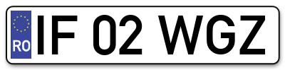 Placuta inmatriculare numar auto  IF-02-WGZ, IF 02 WGZ, IF02WGZ