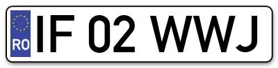 Placuta inmatriculare numar auto  IF-02-WWJ, IF 02 WWJ, IF02WWJ