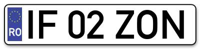 Placuta inmatriculare numar auto  IF-02-ZON, IF 02 ZON, IF02ZON