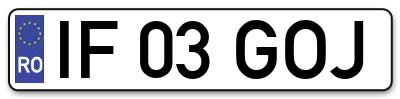 Placuta inmatriculare numar auto  IF-03-GOJ, IF 03 GOJ, IF03GOJ