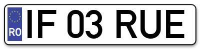 Placuta inmatriculare numar auto  IF-03-RUE, IF 03 RUE, IF03RUE