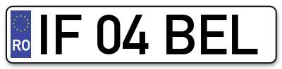 Placuta inmatriculare numar auto  IF-04-BEL, IF 04 BEL, IF04BEL