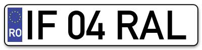 Placuta inmatriculare numar auto  IF-04-RAL, IF 04 RAL, IF04RAL
