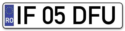 Placuta inmatriculare numar auto  IF-05-DFU, IF 05 DFU, IF05DFU