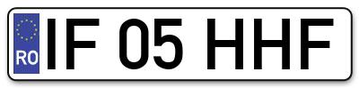 Placuta inmatriculare numar auto  IF-05-HHF, IF 05 HHF, IF05HHF