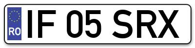 Placuta inmatriculare numar auto  IF-05-SRX, IF 05 SRX, IF05SRX