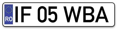 Placuta inmatriculare numar auto  IF-05-WBA, IF 05 WBA, IF05WBA