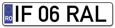 Placuta inmatriculare numar auto  IF-06-RAL, IF 06 RAL, IF06RAL
