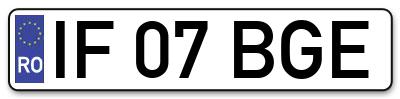 Placuta inmatriculare numar auto  IF-07-BGE, IF 07 BGE, IF07BGE