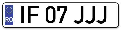 Placuta inmatriculare numar auto  IF-07-JJJ, IF 07 JJJ, IF07JJJ