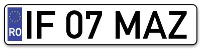 Placuta inmatriculare numar auto  IF-07-MAZ, IF 07 MAZ, IF07MAZ