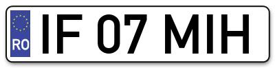 Placuta inmatriculare numar auto  IF-07-MIH, IF 07 MIH, IF07MIH