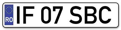 Placuta inmatriculare numar auto  IF-07-SBC, IF 07 SBC, IF07SBC