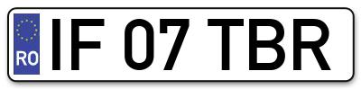 Placuta inmatriculare numar auto  IF-07-TBR, IF 07 TBR, IF07TBR