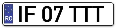 Placuta inmatriculare numar auto  IF-07-TTT, IF 07 TTT, IF07TTT
