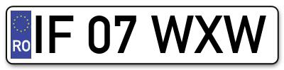 Placuta inmatriculare numar auto  IF-07-WXW, IF 07 WXW, IF07WXW