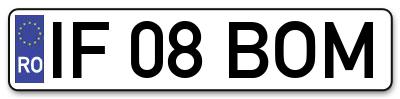 Placuta inmatriculare numar auto  IF-08-BOM, IF 08 BOM, IF08BOM
