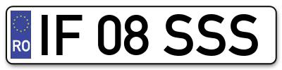 Placuta inmatriculare numar auto  IF-08-SSS, IF 08 SSS, IF08SSS