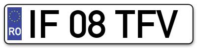 Placuta inmatriculare numar auto  IF-08-TFV, IF 08 TFV, IF08TFV