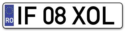 Placuta inmatriculare numar auto  IF-08-XOL, IF 08 XOL, IF08XOL
