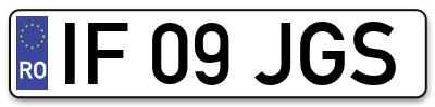 Placuta inmatriculare numar auto  IF-09-JGS, IF 09 JGS, IF09JGS