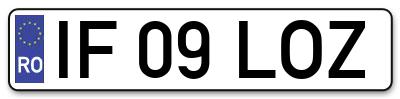 Placuta inmatriculare numar auto  IF-09-LOZ, IF 09 LOZ, IF09LOZ