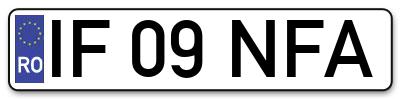 Placuta inmatriculare numar auto  IF-09-NFA, IF 09 NFA, IF09NFA