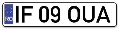 Placuta inmatriculare numar auto  IF-09-OUA, IF 09 OUA, IF09OUA