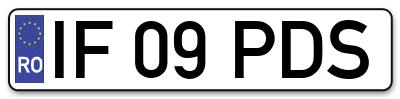 Placuta inmatriculare numar auto  IF-09-PDS, IF 09 PDS, IF09PDS