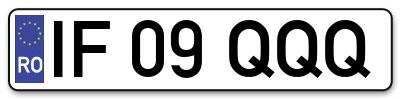 Placuta inmatriculare numar auto  IF-09-QQQ, IF 09 QQQ, IF09QQQ