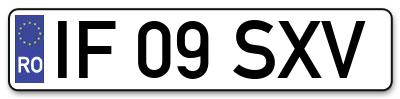 Placuta inmatriculare numar auto  IF-09-SXV, IF 09 SXV, IF09SXV