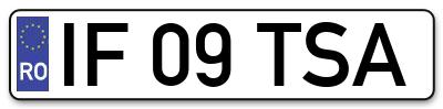 Placuta inmatriculare numar auto  IF-09-TSA, IF 09 TSA, IF09TSA