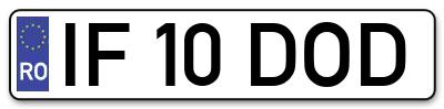 Placuta inmatriculare numar auto  IF-10-DOD, IF 10 DOD, IF10DOD