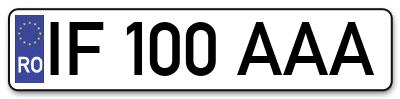 Placuta inmatriculare numar auto  IF-100-AAA, IF 100 AAA, IF100AAA