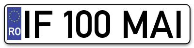Placuta inmatriculare numar auto  IF-100-MAI, IF 100 MAI, IF100MAI
