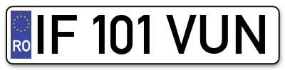 Placuta inmatriculare numar auto  IF-101-VUN, IF 101 VUN, IF101VUN