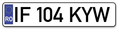 Placuta inmatriculare numar auto  IF-104-KYW, IF 104 KYW, IF104KYW