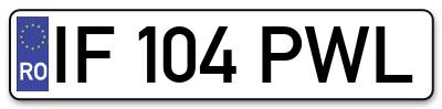 Placuta inmatriculare numar auto  IF-104-PWL, IF 104 PWL, IF104PWL