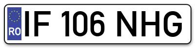 Placuta inmatriculare numar auto  IF-106-NHG, IF 106 NHG, IF106NHG