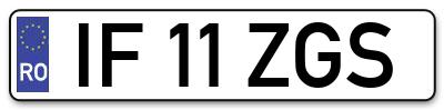Placuta inmatriculare numar auto  IF-11-ZGS, IF 11 ZGS, IF11ZGS