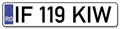 Placuta inmatriculare numar auto  IF-119-KIW, IF 119 KIW, IF119KIW