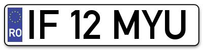 Placuta inmatriculare numar auto  IF-12-MYU, IF 12 MYU, IF12MYU