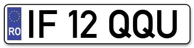 Placuta inmatriculare numar auto  IF-12-QQU, IF 12 QQU, IF12QQU