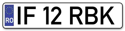 Placuta inmatriculare numar auto  IF-12-RBK, IF 12 RBK, IF12RBK