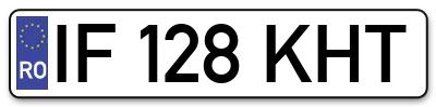 Placuta inmatriculare numar auto  IF-128-KHT, IF 128 KHT, IF128KHT